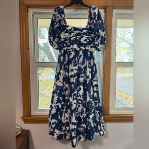 A&F Emerson Poplin Puff Sleeve Midi Dress